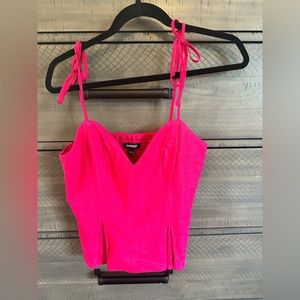 Pink Tie Sleeve Spaghetti Strap Express Crop Top Sz Small